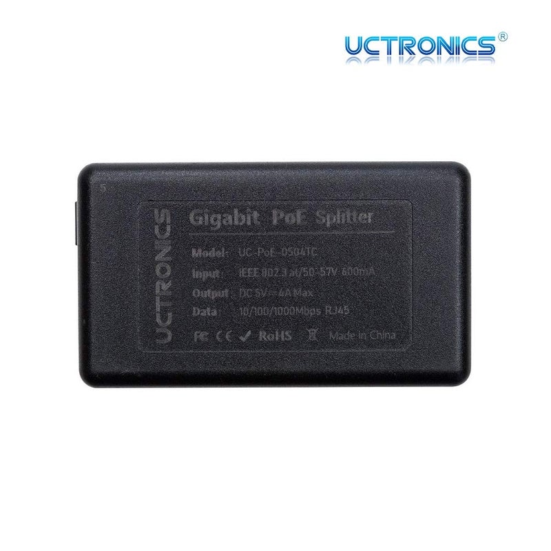 UCTRONICS USB-C PoE Splitter Gigabit, PoE to USB-C 5V/4A Power Supply for Raspberry Pi 4 and More, 802.3at Power Over Ethernet to USB Type-C Adapter - Image 3